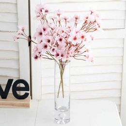 Dried Flowers Artificial Cherry Pink Blossom Flowers High Quality Room Wedding Bride Bouquet Home Office Christmas Party Holding Decoration