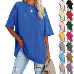 Womens T-shirt Designer Woman Clothing Blank Tshirt New Colour Loose Shoulder Sleeves Round Neck Short Sleeve Top