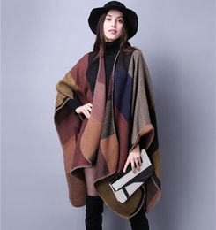 1PCS autumn winter scarf grid woman travel shawls wool spinning ladies National intensification cloak 18colors cape christmas part9019449