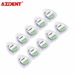 AZDENT 10 Rolls Dental Flosser Built-in Spool Wax Mint Flavored 50M/Roll 750D Bamboo Charcoal Black Dental Floss with Box 240422