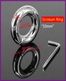 Cockrings Newly Male Round Extreme Heavy Metal Cock Rings Stainless Steel Scrotum Bondage Device Testicle Stretcher Ball Weight8519610