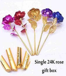 24K Gold Plated Rose with Love Holder Gift Box Valentine039s Mother039s Gift Day Us Dipped Rose Ship Day Flower Gold Drop P94958382