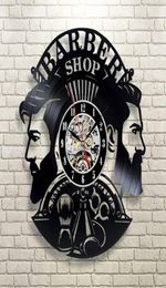 Barber Shop Wall Clock Modern Barbershop Decoration Record Wall Clock Hanging Hairdresser Wall Watch for Barber Salon Y2001109871018