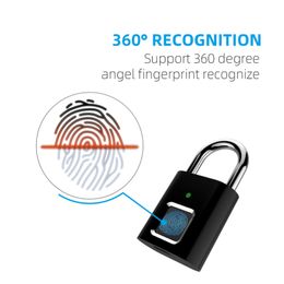 Fingerprint Padlock Biometric Padlock Store 10 Fingerprints 3LED Indicator Light Security Keyless Smart Lock for Locker Gym Door 240422