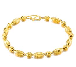 5mm Beads Wrist Chain Bracelet Men Jewellery 18k Yellow Gold Filled Classic Fashion Gift5472126