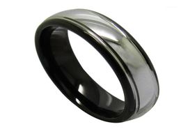 Vintage 6mm Width Black Rings for Men Tungsten Wedding Band Dome Band High Polished Silver Colour Outside 61317415646