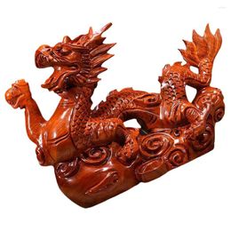 Decorative Figurines Wooden Chinese Fengshui Dragon Figurine Statue Mini Year The Gift Zodiac Wood Hand Carved