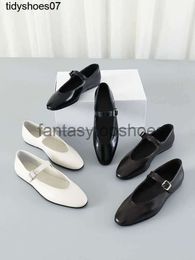 The Row flat Mary shoes Jane TR women's shoes Pure straight line buckle shallow French grandma's shoes Soft and light 2024
