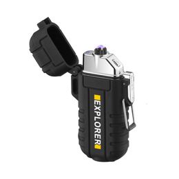 Outdoor Waterproof Lighter Flameless Windproof Double Arc Cigarette Type-C Charging Plasma Electric Lighter