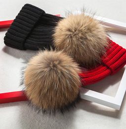 2018 brand winter hat for women High quality beanies cap real Raccoon fur pompom women hats bonnet femme girls casual hat S10206548640