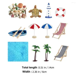 Garden Decorations 12pcs Microlandscape Beach Decoration Shell Boat Lifebuoy Set Mini House Props