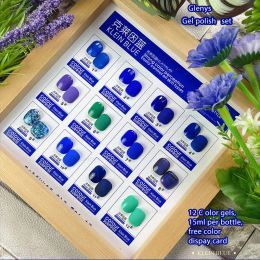 Kits Glenys 12 Colour Klein blue nail polish glue semi permanent varnish gel set UV LED professional nail salon nail art