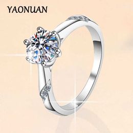 Band Rings YAONUAN 100% 925 SterlSilver Moissanite RAdjustable for female participation 0.5 Certified GRA luxury Jewellery J240429