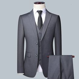 2024 Boutique Mens Fashion Business Blazer Vest Trousers Gentlemans Wedding Casual Professional Formal Suit 3 Piece S-5XL 240423