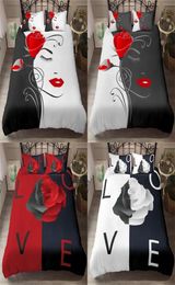 Homesky Rose Flower Bedding Sets 23 Pcs King Queen Sizes Beautiful Woman Duvet Cover Set Print Comforter Sets Bed Linen Sets 20116869334