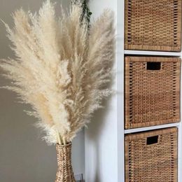 Decorative Flowers 110cm Living Room Large Pampas Natural Dried Grass Fluffy Flower Bouquet For Wedding Party Decoration Home Decor