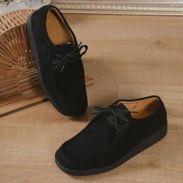 Casual Shoes Fashion Women Flats Suede Solid Colour Lace Up Sewing Platform Loafers Autumn Sneakers Walk Commute Sports