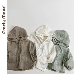 Jackets 2024 Casual Baby Girl Boy Jacket Summer Thin Solid Button Hooded Coat Sun Protection Kids Clothes Outwear