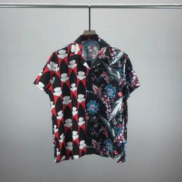 Men's Casual Shirts 2024 Summer CampCollar Short Sleeve Vintage Patchwork Design Flower Pattern Hawaiian Beach Silk