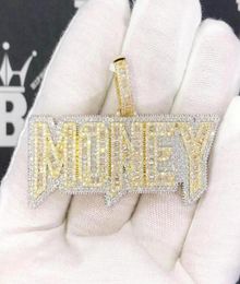 Chains Summer HipHop Iced Out Bling 5A CZ Paved Letter Money Pendant With Long Rope Chain Necklace Jewellery For Women MenChai5382883