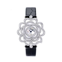 Cadermay High Quality Sterling Sier Iced Out D Vvs1 GRA Certified Flower Design Moissanite Quartz Watch For Ladies
