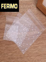 100pcs Plastic Cellophane Bags Matte white spots Candy Cookie Packing Gift Bag with DIY Bread Self Adhesive Pouch Party wedding5092328