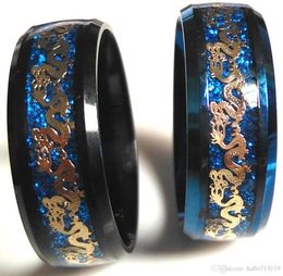 20pcs Unique Black Blue 316L Stainless Steel Dragon Ring Vintage Mens Cool Fashion Ring Quality Jerwelry Whole Brand New3047878