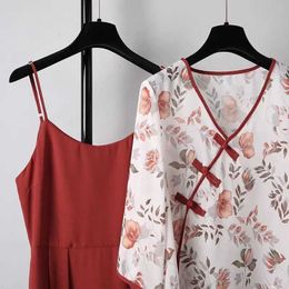 Etniska kläder moderna Hanfu toppar och kjol kvinnor kinesiska röda Hanfu sommar plus storlek Ancient kinesisk klänning set chiffon cosplay kostymer