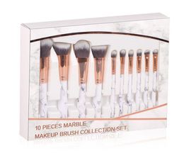 10pcs Professional Women Makeup Brushes Extremely Soft Brush Set Foundation Powder Beauty Marble Make Up Tools Box 30012797841107