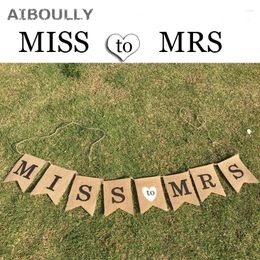 Party Decoration 8Flags "MISS To MRS"Bunting Hessian Bunting Wedding Banner Letter Garland Bridal Shower Hen Bachelorette