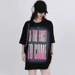 Women's T Shirts 220g Pure Cotton Oversized Summer T-shirts For Women Men Black Casual Female Korean Streetwear Tees Unisex Letter Young Y2k