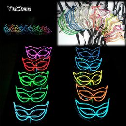 Halloween 10 Colours LED Neon El Wire Mask Cosplay Luminous Dance Party Dress Accessories 240430