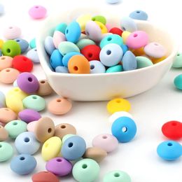 50pcsLot 12mm Baby Silicone Lentil Beads Silicone DIY Charms born Nursing Accessory BPA Free Teething Necklace Teething Toy 240430