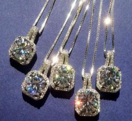 Simple Korean Fashion Jewellery 925 Sterling Silver 6 Colour Zirconia Round Cut Diamond CZ Gemstones Women Cute Chian Necklace Pendan2508265