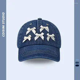 Ball Caps Korean Version Of Sweet Bow Gorras Ins Women's Spring And Summer Fashion Sunshade Denim Baseball Hat