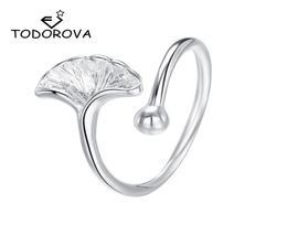Todorova Delicate Ginkgo Leaf Rings Silver Colour Adjustable Rings Cute Plant Leaves for Women Wedding Jewelry8648203