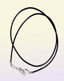 Black Leather Cord Rope 15mm Wire Chains for DIY Pendant Necklace Gift With Lobster Clasp Charms Jewellery DIY Whole4014662