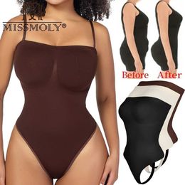 Women's Shapers Womens Bodysuit Tummy Control Shapewear Thong Seamless Slimming Compression Body Shaper Waist Trainer Sexy Butt Lifter Corset Y240429