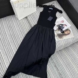 Basic & Casual Dresses designer South Oil Direct 24 Summer New Western style Tank Top Spliced Pleated Dress Classic Inverted Triangle Logo Slim Long T1Y4