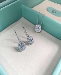 Korean Style Diamond Dangle Earring Original 925 sterling silver Jewelry Party Wedding Drop Earrings for Women Bridal Fine Gift4094432