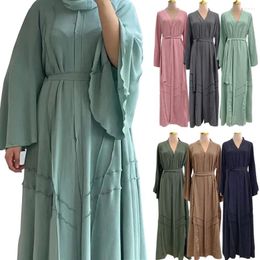 Ethnic Clothing Eid Ramadan Abaya Dubai Women Muslim Open Front Kimono Cardigan Maxi Dress Turkey Arabic Islamic Kaftan Caftan Jalabiya