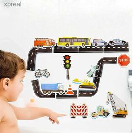 Bath Toys Bathroom toys flexible road tracks cars trains baby toys childrens bathroom soft EVA stickers early education DIY stickers puzzle toysWX