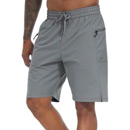 Mens Swimming Trunks Quick Dry Board Shorts with Mesh Lining and Zipper Pockets Solid Color Breathable Beach 240416