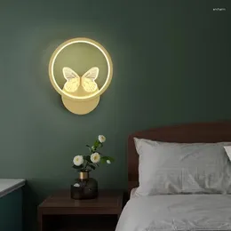 Wall Lamp Modern Round Ring Butterfly Lamps Home Decor Living Room Bedroom Bedside AC110-240V LED Light Gold Black Aisle Sconce