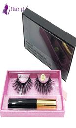 Flash girl High Quality 1pair 5D mink Magnetic Eyelashes Luxury box Magnetic Liquid Eyeliner Magnetic False Eyelashes and Tweezer 6467376