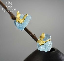 Lotus Fun Original Butterfly Stud Earrings with Stones for Women 925 Sterling Silver Luxury Jewellery Trend Girls Accessories 2201089247732