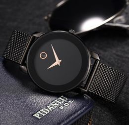 Clearance MISSFOX 58mm Ultra Thin Black Luxury Mens Minimalist Watches Steel Mesh Watch Men Business Analog Quartz Wristwatch7637853