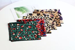 Women039s fashion scarf square 50cm small scarves neckerchief luxury imitation silk beautiful leopard print design collar scarf7316451