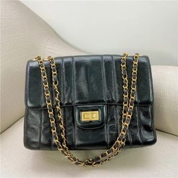 Bag Winter Women Large Capacity Messenger Real Leather Hangbag Lady Single Shoulder With Chians Girls Black Coin Purse