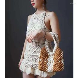 Shoulder Bags Designer Luxury Woolen Knitted Cotton Rope Braided HandBags Women 2024 All Handmade Fashion Bag With Handle For Female